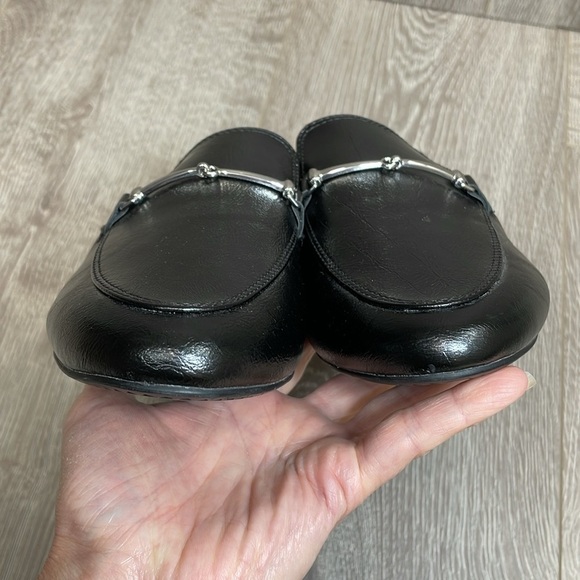 NWOT Rachel Zoe Alani Black Almond Toe Slip On Mule Loafer Silver Toe Accent 8 - Picture 13 of 16